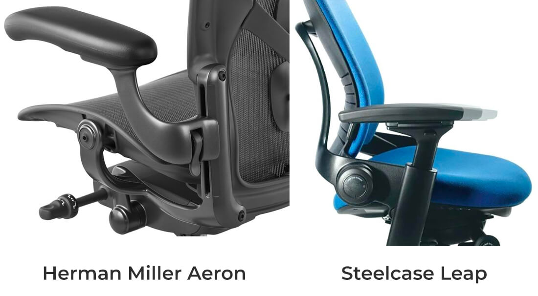 Comparison of armrests between Aeron and Leap chairs